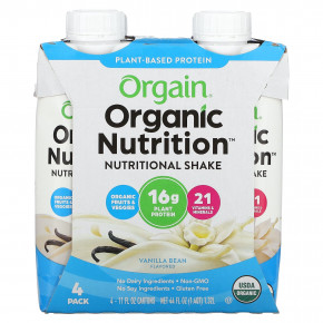 Orgain, Organic Nutrition, питательный коктейль, ваниль, 4 пакетика по 330 мл (11 жидк. унц.) в Москве - eco-herb.ru | фото