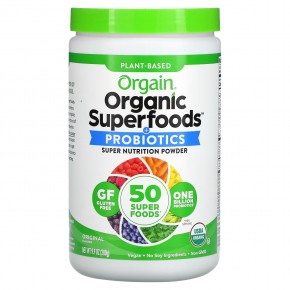 Orgain, органические суперфуды на растительной основе и пробиотики, оригинальный вкус, 280 г (9,9 унции) - описание