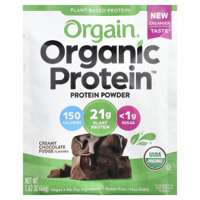 Orgain, Organic Protein™, порошок из растительных ингредиентов, шоколадная помадка, 10 пакетиков по 46 г (1,62 унции) в Москве - eco-herb.ru | фото
