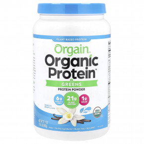 Orgain, Organic Protein™, протеиновый порошок с зеленью, на растительной основе, со вкусом ванили, 882 г (1,94 фунта) - описание | фото