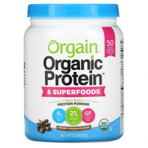 Orgain, Органический протеиновый порошок + 50 Superfoods, сливочная шоколадная помадка, 510 г (1,12 фунта) - описание