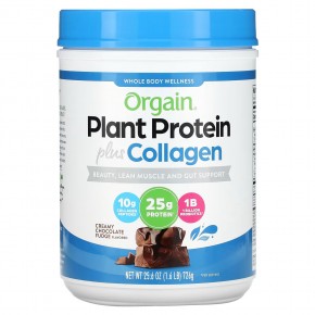 Orgain, Plant Protein Plus Collagen, сливочная шоколадная помадка, 726 г (1,6 фунта) в Москве - eco-herb.ru | фото