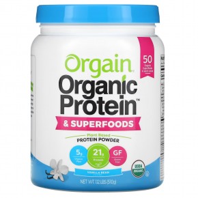 Orgain, Порошок из органических белков и суперфудов, на растительной основе, ваниль, 510 г (1,12 фунта) - описание