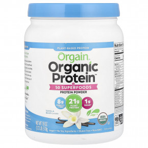 Orgain, Порошок Organic Protein ™ + 50 суперфудов, растительная ваниль, 510 г (1,12 фунта) в Москве - eco-herb.ru | фото