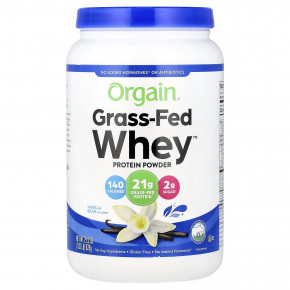 Orgain, протеиновый порошок Whey™ от Grass-Fed, со вкусом ванили, 828 г (1,82 фунта) - описание | фото