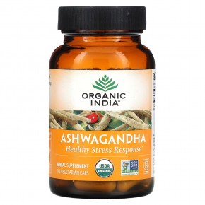 Organic India, ашваганда, 90 вегетарианских капсул - описание