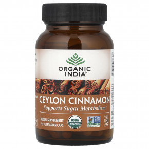 Organic India, Цейлонская корица, 90 вегетарианских капсул (325 мг в капсуле) - описание | фото
