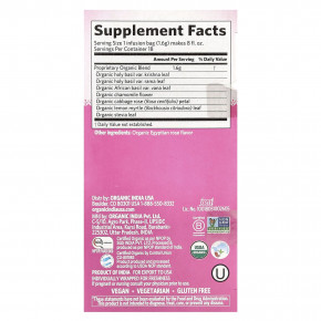 Organic India, чай с сладкой розой, тулси, без кофеина, 18 пакетиков для заваривания, 28,8 г (1,01 унции) в Москве - eco-herb.ru | фото