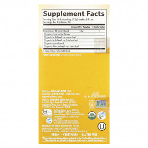 Organic India, Чай с тулси, медом и ромашкой, без кофеина, 18 пакетиков, 30,6 г (1,08 унции) в Москве - eco-herb.ru | фото