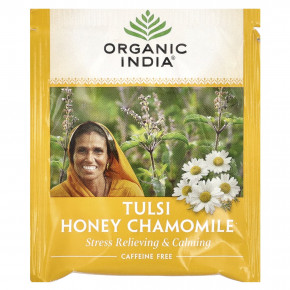 Organic India, Чай с тулси, медом и ромашкой, без кофеина, 18 пакетиков, 30,6 г (1,08 унции) в Москве - eco-herb.ru | фото