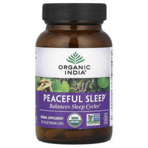 Organic India, Peaceful Sleep®, 90 вегетарианских капсул - описание | фото