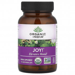 Organic India, Joy!® Elevates Mood, 90 вегетарианских капсул - описание | фото