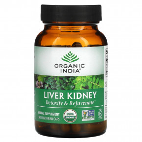 Organic India, Liver Kidney, 90 вегетарианских капсул - описание