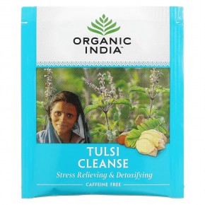 Organic India, Очищающий чай с тулси, без кофеина, 18 пакетиков, 28,8 г (1,02 унции) в Москве - eco-herb.ru | фото