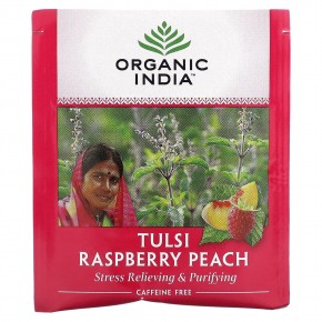 Organic India, Tulsi  Raspberry Peach, Caffeine Free, 18 Infusion Bags, 1.21 oz (34.2 g) в Москве - eco-herb.ru | фото