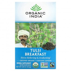 Organic India, Tulsi Tea, Breakfast, 18 Infusion Bags, 1.08 oz (30.6 g) в Москве - eco-herb.ru | фото