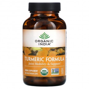 Organic India, Turmeric Formula, куркума, поддержка подвижности и здоровья суставов, 180 растительных капсул - описание