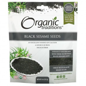 Organic Traditions, Black Sesame Seeds, 8 oz (227 g) в Москве - eco-herb.ru | фото