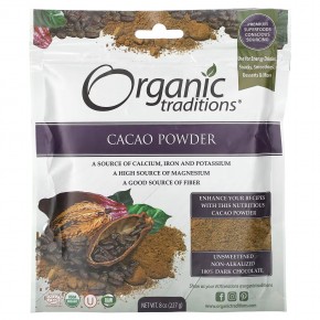 Organic Traditions, Cacao Powder, 8 oz (227 g) в Москве - eco-herb.ru | фото