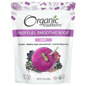 Organic Traditions, Fiber Fuel Smoothie Boost, ягодный, 300 г (10,6 унции) - описание