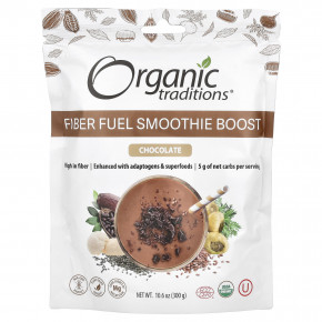 Organic Traditions, Fiber Fuel Smoothie Boost, шоколад, 300 г (10,6 унции) - описание