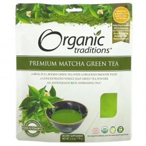Organic Traditions, Премиум зеленый чай матча, 3,5 унции (100 г) в Москве - eco-herb.ru | фото