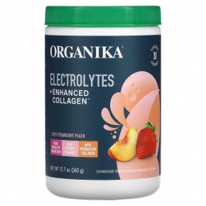 Organika, Electrolytes + Enhanced Collagen, Juicy Strawberry Peach, 12.7 oz (360 g) - описание