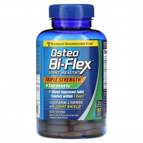 Osteo Bi-Flex, добавка для здоровья суставов, тройная сила действия + куркума, 80 покрытых оболочкой таблеток в Москве - eco-herb.ru | фото