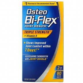 Osteo Bi-Flex, добавка для здоровья суставов, тройной концентрации, с витамином D, 80 таблеток, покрытых оболочкой - описание