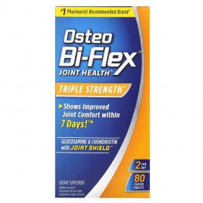 Osteo Bi-Flex, Глюкозамин и хондроитин с защитой для суставов, тройная сила, 80 таблеток, покрытых оболочкой - описание