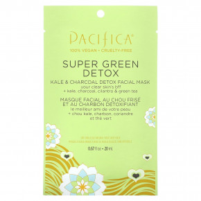 Pacifica, Super Green Detox, косметическая маска для лица, капуста и древесный уголь, 1 листовая маска, 20 мл (0,67 жидк. унц.) в Москве - eco-herb.ru | фото