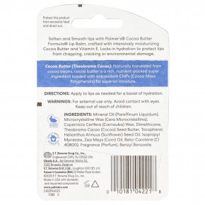 Palmer's, Cocoa Butter Formula, с витамином E, смягчающий и разглаживающий бальзам для губ, 2 шт. в упаковке, 4 г (0,15 унции) каждый в Москве - eco-herb.ru | фото