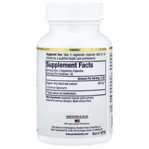 Paradise Herbs, Базилик священный, 60 вегетарианских капсул (250 мг на капсулу) в Москве - eco-herb.ru | фото