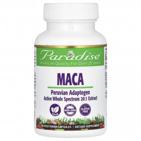 Paradise Herbs, Мака, 60 вегетарианских капсул (250 мг на капсулу) - описание | фото