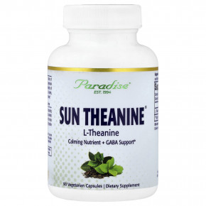 Paradise Herbs, Sun Theanine®, 90 вегетарианских капсул (200 мг в 1 капсуле) - описание | фото