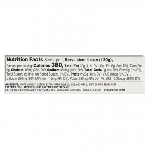 Patagonia Provisions, жареные испанские белые анчоусы с чесноком в органическом оливковом масле первого отжима, 120 г (4,2 унции) в Москве - eco-herb.ru | фото