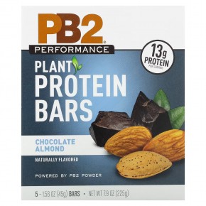 PB2 Foods, PB2 Performance, Plant Protein Bars, Chocolate Almond, 5 Bars, 1.58 oz (45 g) Each в Москве - eco-herb.ru | фото