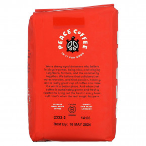 Peace Coffee, Organic French Roast, Dark Roast, Whole Bean, 12 oz (340 g) в Москве - eco-herb.ru | фото