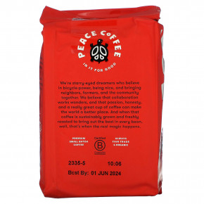 Peace Coffee, Organic French Roast, Signature Blend, Ground, Dark Roast, 12 oz (340 g) в Москве - eco-herb.ru | фото