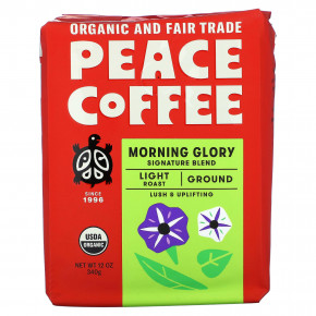 Peace Coffee, Organic Morning Glory, Ground, Light Roast, 12 oz (340 g) в Москве - eco-herb.ru | фото