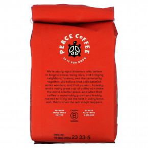 Peace Coffee, Organic Morning Glory, Ground, Light Roast, Decaf, 12 oz (340 g) в Москве - eco-herb.ru | фото