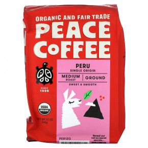 Peace Coffee, Organic Peru, Ground, Medium Roast, 12 oz (340 g) в Москве - eco-herb.ru | фото