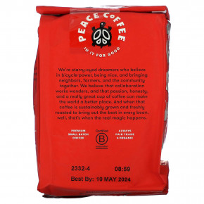 Peace Coffee, Organic Peru, Ground, Medium Roast, 12 oz (340 g) в Москве - eco-herb.ru | фото