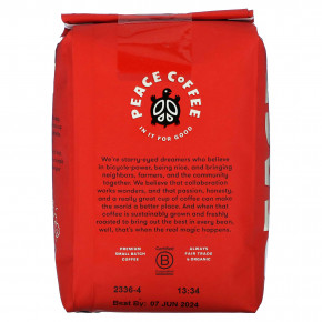 Peace Coffee, Organic Peru, Whole Bean, Medium Roast, 12 oz (340 g) в Москве - eco-herb.ru | фото