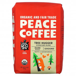 Peace Coffee, Organic Tree Hugger, Signature Blend, Ground, Dark Roast, 12 oz (340 g) - описание | фото