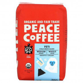 Peace Coffee, Organic Yeti, Cold Brew Blend, Whole Bean, Medium Roast, 12 oz (340 g) в Москве - eco-herb.ru | фото