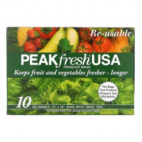 PEAKfresh USA, многоразовые пакеты с затяжками для хранения продуктов, 10 шт. в Москве - eco-herb.ru | фото