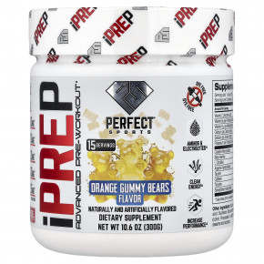 PERFECT Sports, iPrep, Advanced Pre-Workout, апельсиновые мармеладки, 300 г (10,6 унции) - описание