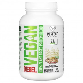 PERFECT Sports, Vegan Diesel, смесь 100% растительных белков, ванильное мороженое, 700 г (1,5 фунта) - описание
