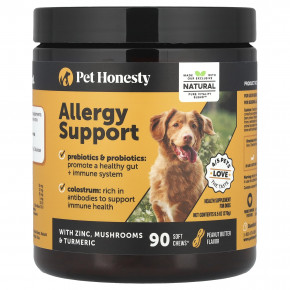 Pet Honesty, Allergy Support, для собак, арахисовая паста, 90 жевательных таблеток, 270 г (9,5 унции) в Москве - eco-herb.ru | фото